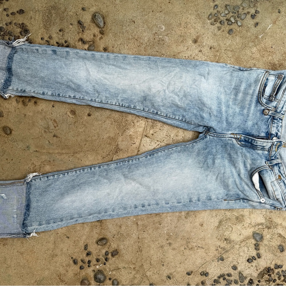 R13 Distressed Light Blue Ankle Jeans
